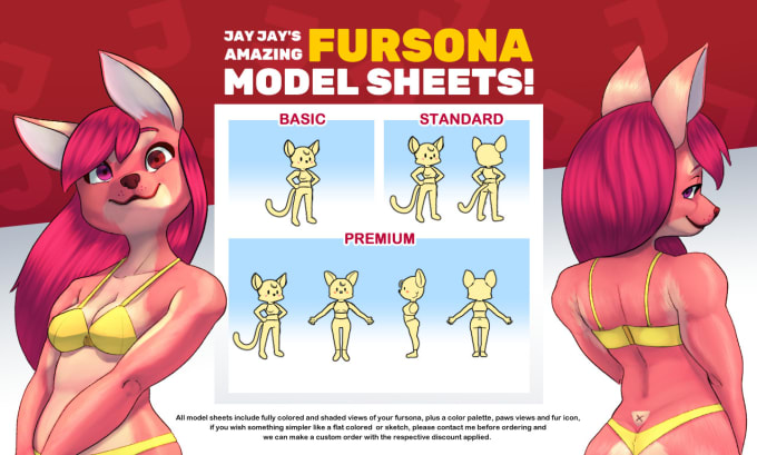 Gig Preview - Create a detailed model sheet for your fursona