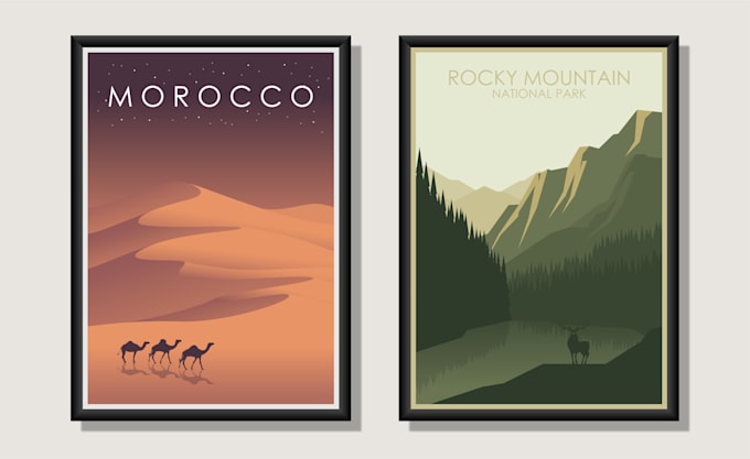 Gig Preview - Design an amazing minimalist travel poster