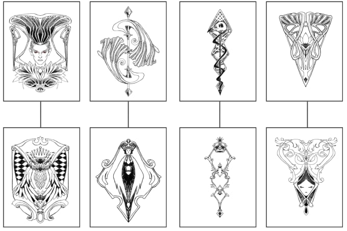 Gig Preview - Be a tattoo designer with dark style in line art style