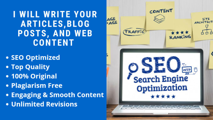 Gig Preview - Write SEO optimized blog posts for your blog