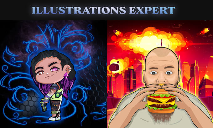 Gig Preview - Custom line art, flat vector art and cartoon art