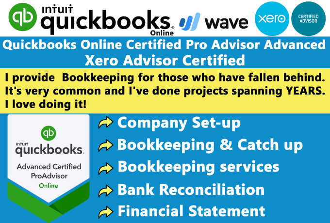 Gig Preview - Do setup, clean up and bookkeeping in quickbooks online, xero and wave