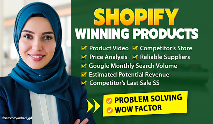 Gig Preview - Find shopify dropshipping winning products, shopify winning product research