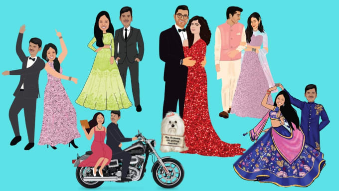 Gig Preview - Design amazing wedding illustrations from your photos