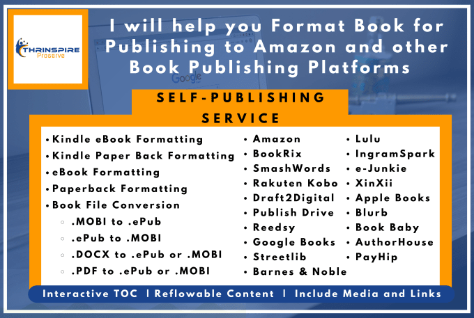 Gig Preview - Format book for publishing to amazon and other platforms