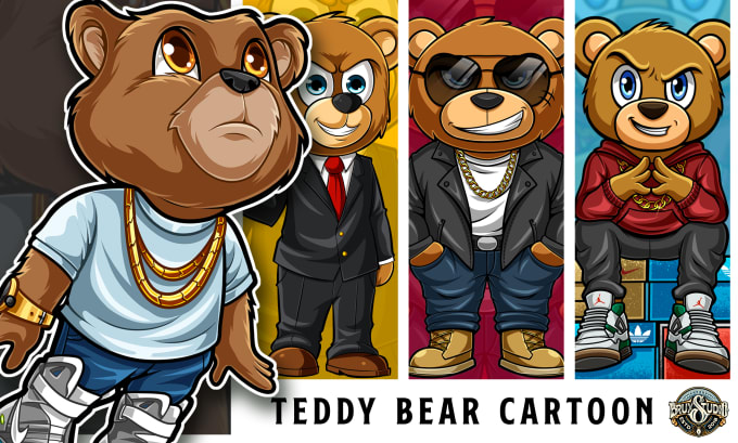 Gig Preview - Draw teddy bear cartoon character and mascot logo design