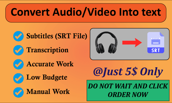 Gig Preview - Transcribe audio and video into text in hindi