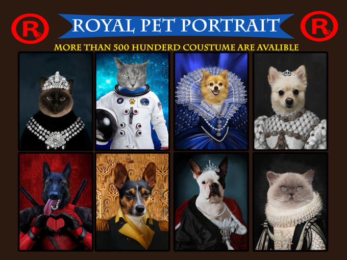 Gig Preview - Create digital custom royal pet , dog , cat  portrait in HQ