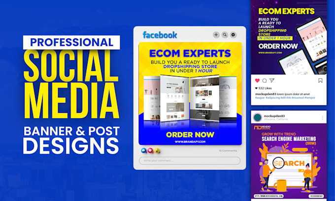 Gig Preview - Create stunning social media, flyer, and banner designs for your brand