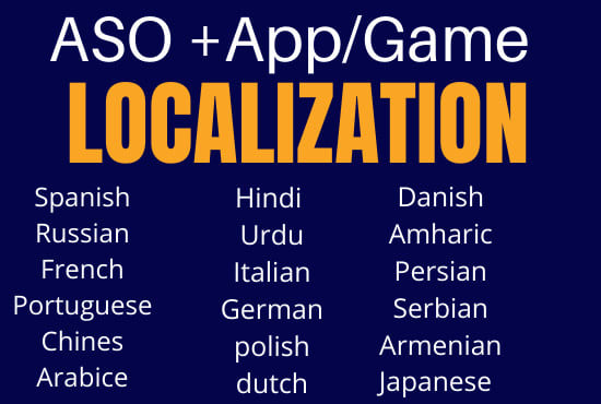 Gig Preview - Aso, app localization into desire languages