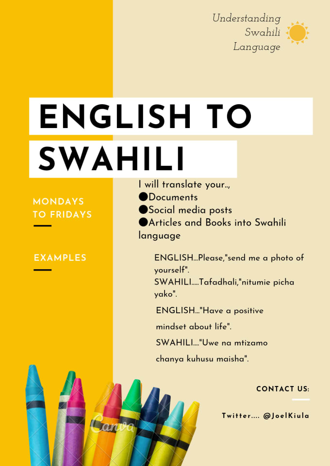 Gig Preview - Translate english to swahili language