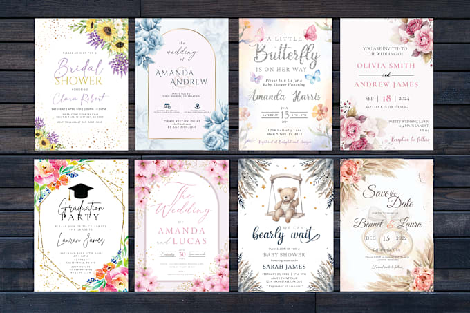 Gig Preview - Do wedding, birthday, baby shower, graduation party invitation card designs