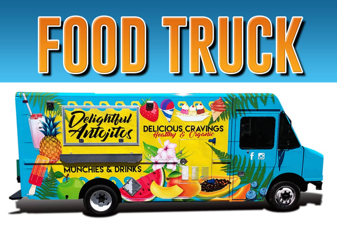 Gig Preview - Create professional food truck wrap design carwrap vechial wrap boat wrap