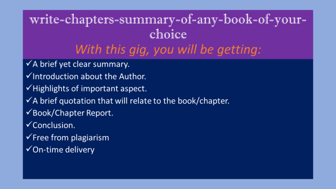 where to find chapter summaries for books