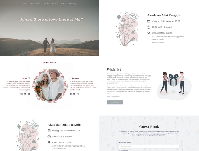 Gig Preview - Do customized UI wedding website