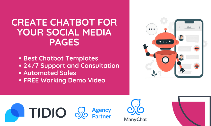 Gig Preview - Create automated chatbot for your social media pages using manychat