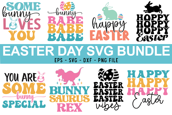 Gig Preview - Do unique retro easter and others svg cut file bundle for your etsy