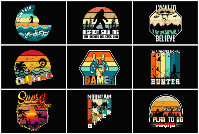 Gig Preview - Create a custom retro t shirt logo design