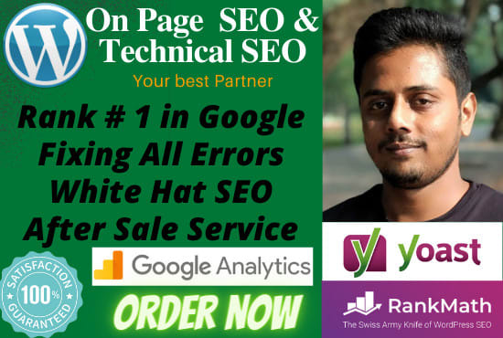 Gig Preview - Do on page SEO and technical wordpress optimization with yoast for ranking fast