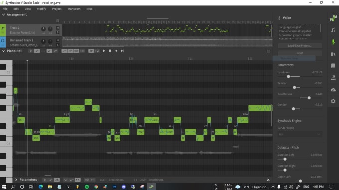 Gig Preview - Make vocals from synthesizer v or vocaloid 5 for your music