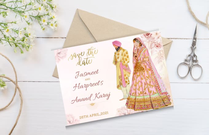 Gig Preview - Design unique modern or indian wedding invitation cards