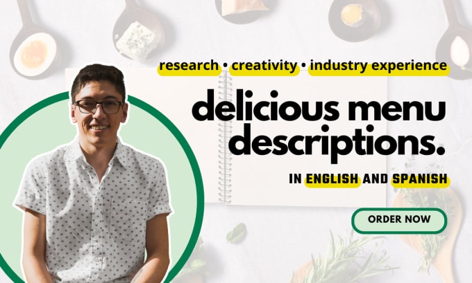 Gig Preview - Write delicious menu descriptions in english and spanish