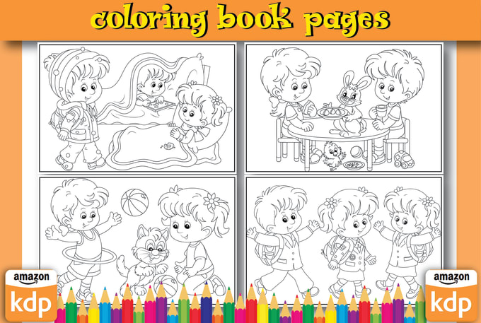 Gig Preview - Draw amazing coloring book page for children