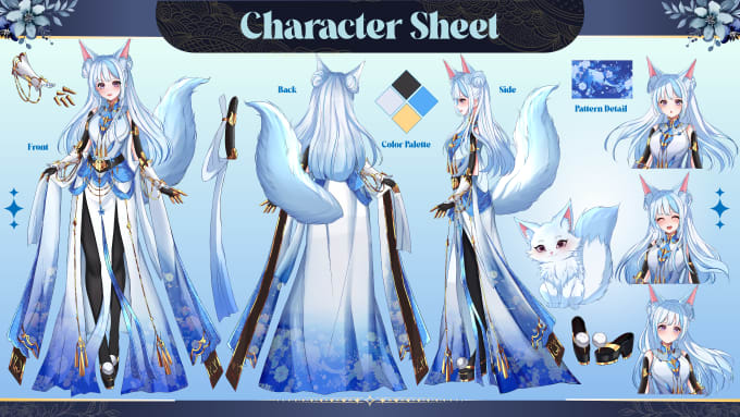 Gig Preview - Draw amazing character sheet reference for your oc and vtuber model