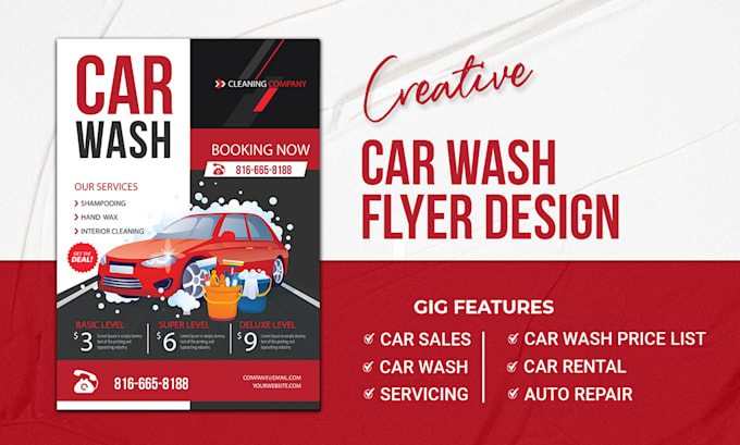 Gig Preview - Design car wash, car repair, car sale, price list trucking, automotive flyer