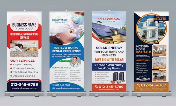 Gig Preview - Design rollup, yard sign for dental, solar, real estate, medical, cleaning, gym