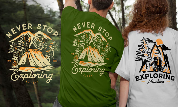 Gig Preview - Draw vintage hiking, camping, adventure t shirt design