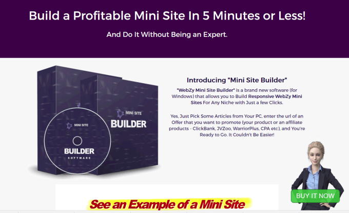 Gig Preview - Provide tool to build a profitable mini site in 5 minutes or less