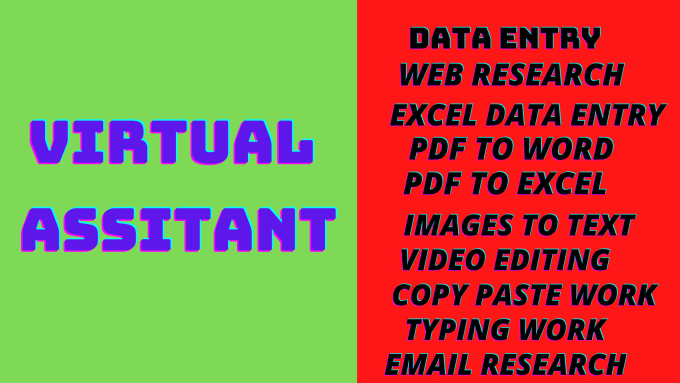 Gig Preview - Be your virtual assistant for data entry excel data entry and web research