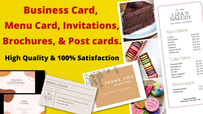 Gig Preview - Design business card, menu card, invitation, brochures