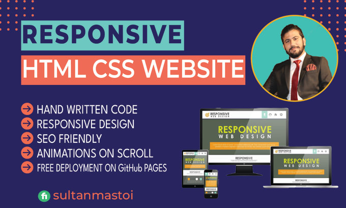 Gig Preview - Create a responsive website with free github hosting