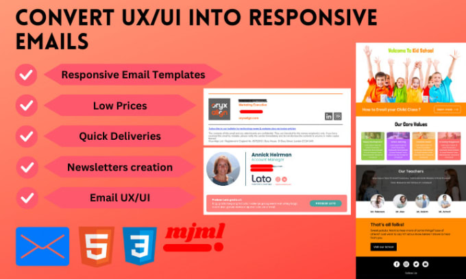 Gig Preview - Create html for emails, newsletters, signatures using mjml, html and inline css