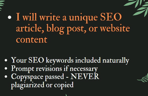 Gig Preview - Write a unique SEO article, blog post, or website content on any topic