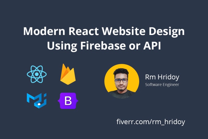 Gig Preview - Create modern react website design using firebase or api