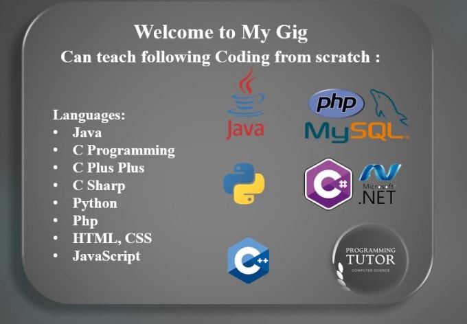 Gig Preview - Teach python, java, cpp, c sharp, c, windows form, and web programming tutor