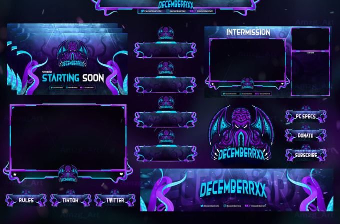 Gig Preview - Create twitch overlay, stream package, twitch, gaming logo