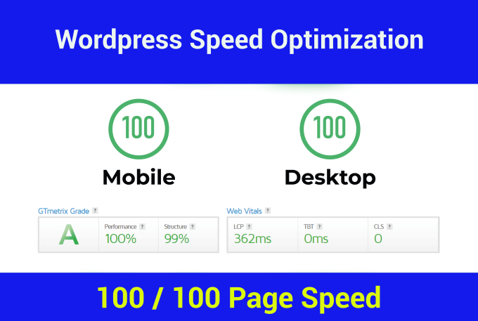 Gig Preview - Speed up wordpress, woocommerce performance for gtmatrix, pagespeed insights