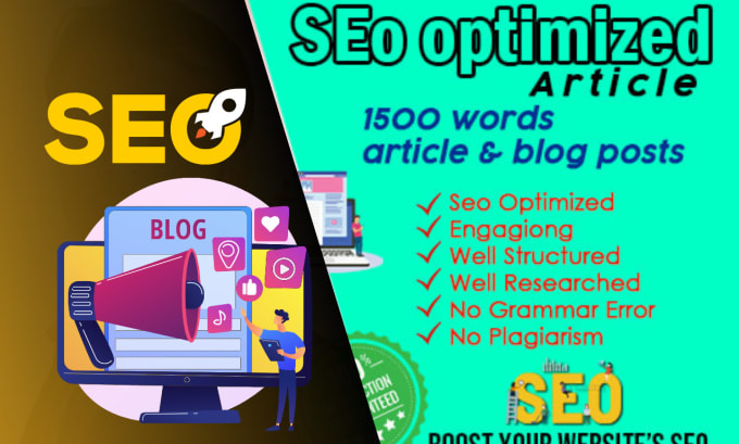 Gig Preview - Write 1500 words SEO blog posts and articles on any topic