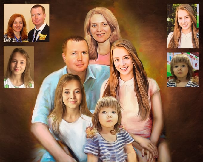 Gig Preview - Draw realistic family portrait, couple or group from photo