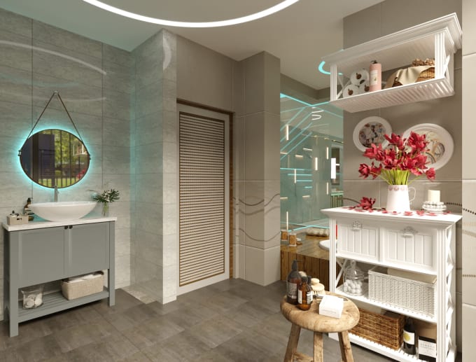 Gig Preview - Design 3d bathroom interior with realistic renders