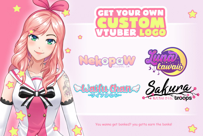 Gig Preview - Create cute cartoon kawaii logo design for vtuber , youtube or twitch stream