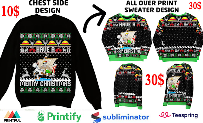 Gig Preview - Do unique ugly christmas sweater and all over print unisex sweatshirt