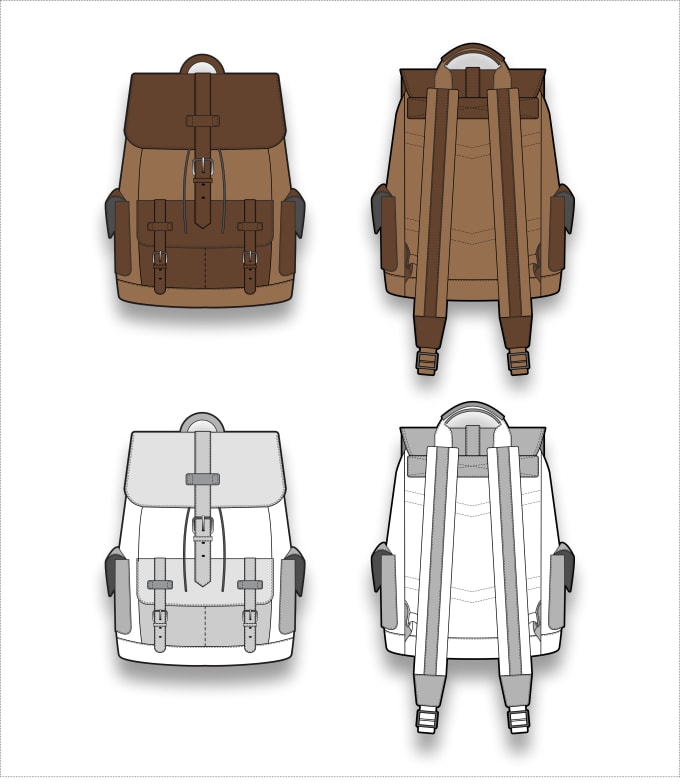 Gig Preview - Do bags technical flats sketch and tech pack