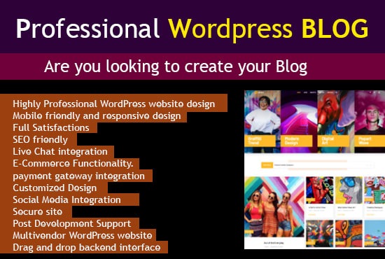 Gig Preview - Professional wordpress blog website design