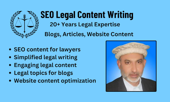 Gig Preview - Write SEO optimized legal blog posts and website content