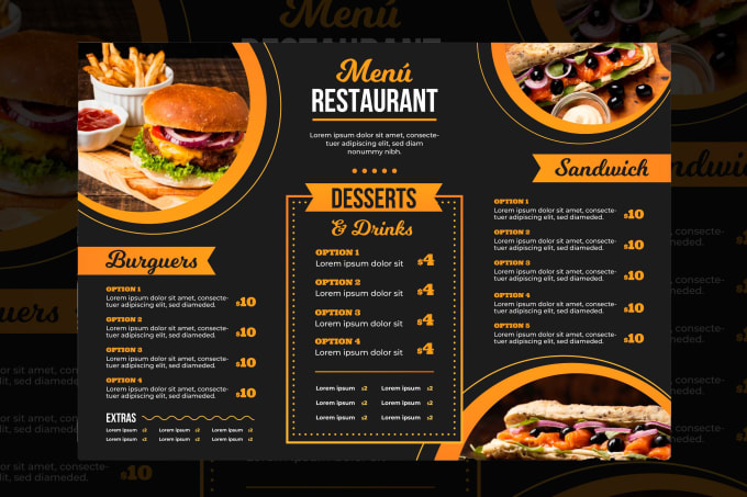 Gig Preview - Design restaurant food menu flyer